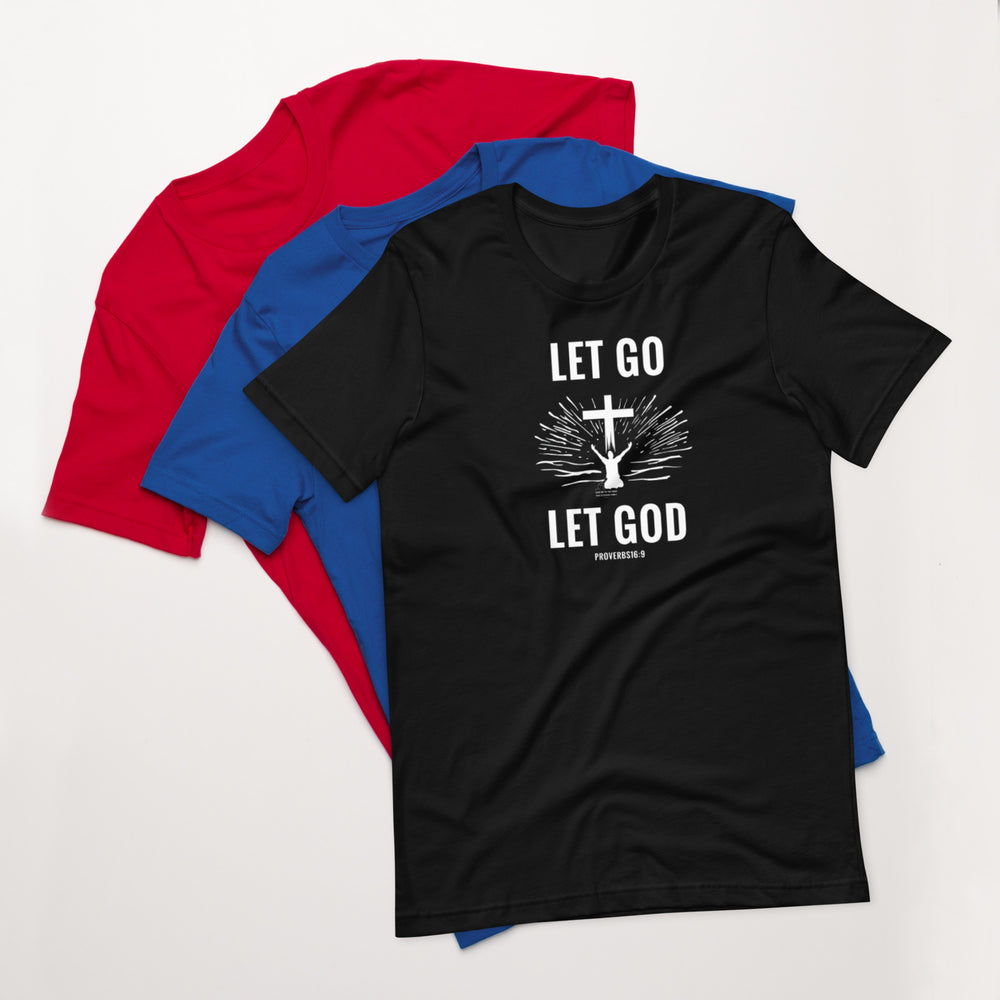 F&H Christian Let Go Let God Cross Women's T-Shirt - Faith and Happiness Store