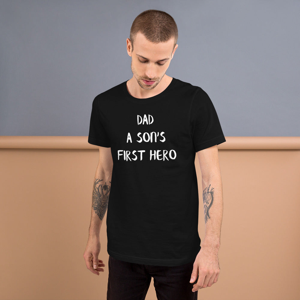 F&H Christian Dad a Son's First Hero Mens t-shirt