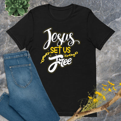 F&H Christian Jesus Set Us Free Womens T-shirt