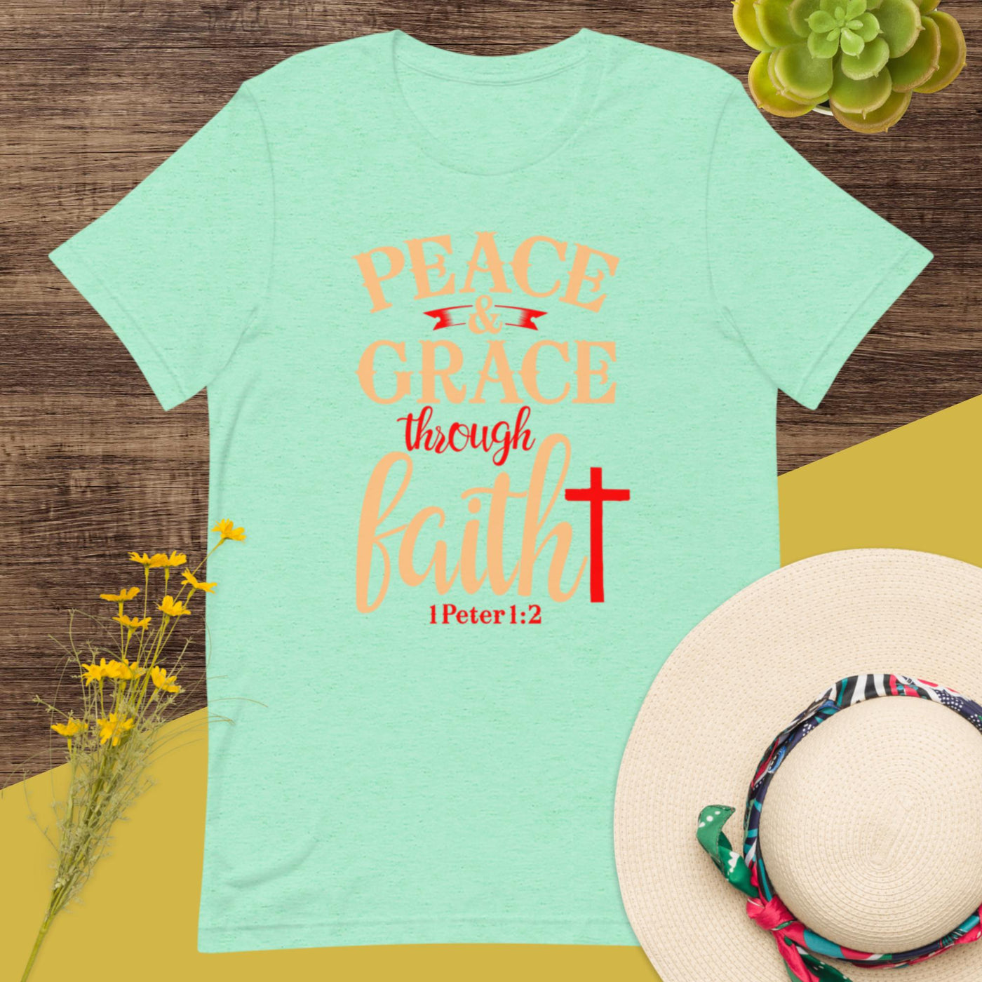 F&H Christian Peace & Grace Through Faith Womens t-shirt