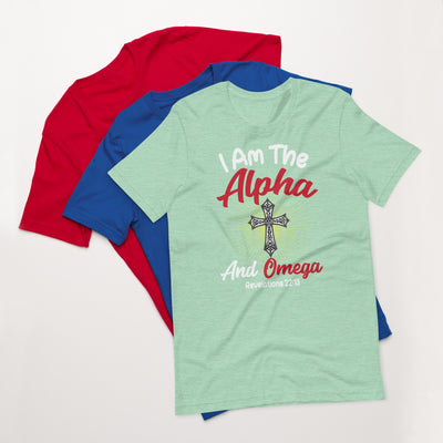 F&H Christian I Am The Alpha And Omega Revelations 22:13 Womens t-shirt