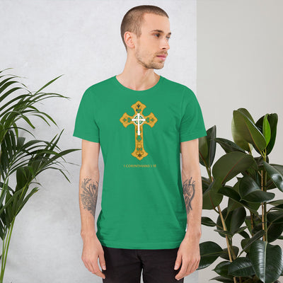 F&H Christian The Gold Cross 1 Corinthians 1:18 Mens T-Shirt