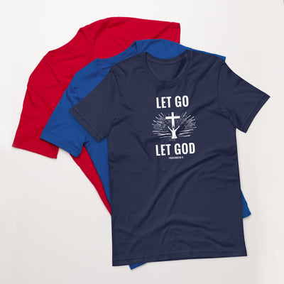 F&H Christian Let Go Let God Cross Women's T-Shirt - Faith and Happiness Store