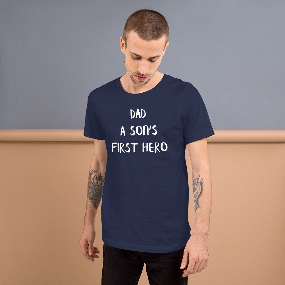 F&H Christian Dad a Son's First Hero Mens t-shirt