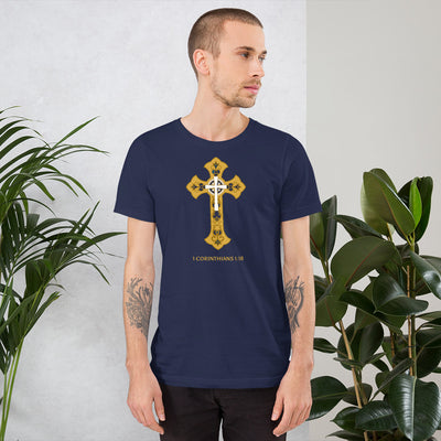 F&H Christian The Gold Cross 1 Corinthians 1:18 Mens T-Shirt
