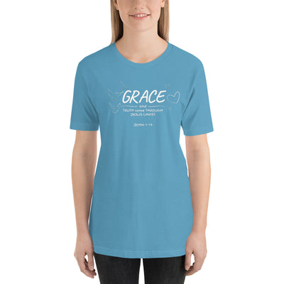 F&H Grace And Truth Come Through Jesus Christ Women t-shirt - Faith and Happiness Store