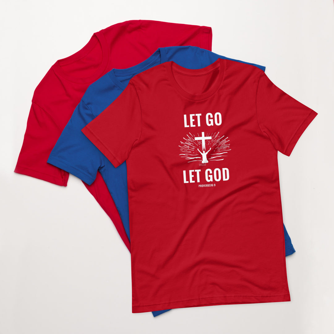 F&H Christian Let Go Let God Cross Women's T-Shirt - Faith and Happiness Store