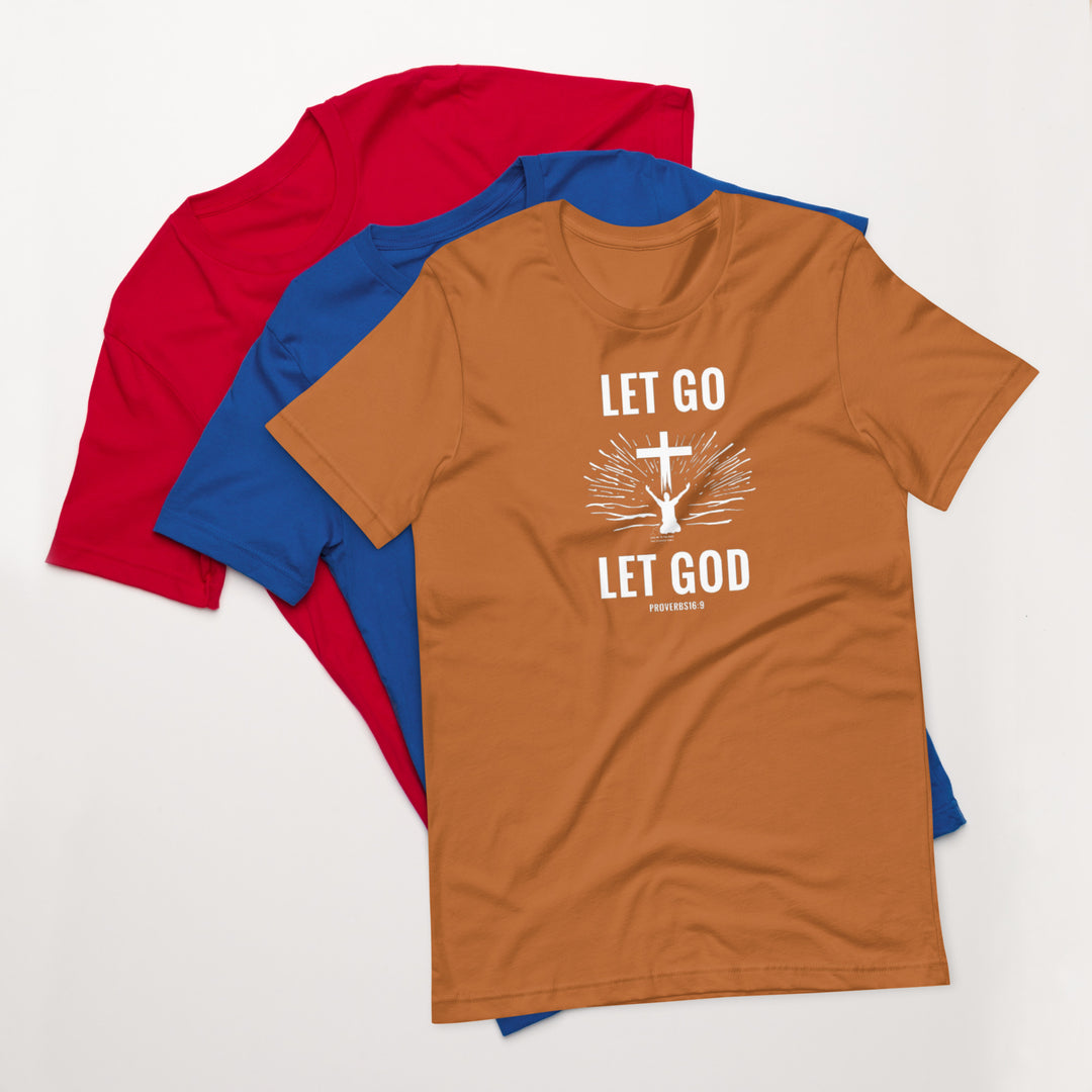 F&H Christian Let Go Let God Cross Women's T-Shirt - Faith and Happiness Store
