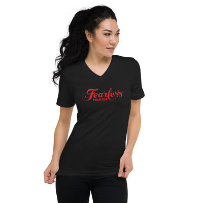 F&H Christian Fearless Short Sleeve V-Neck T-Shirt - Faith and Happiness Store
