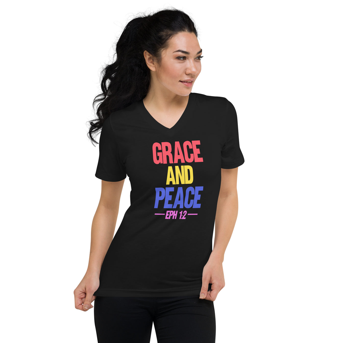 F&H Christian Grace & Peace Unisex Short Sleeve V-Neck T-Shirt