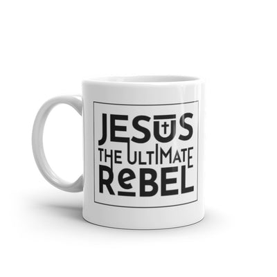 F&H Christian Jesus the Ultimate Rebel White glossy mug - Faith and Happiness Store