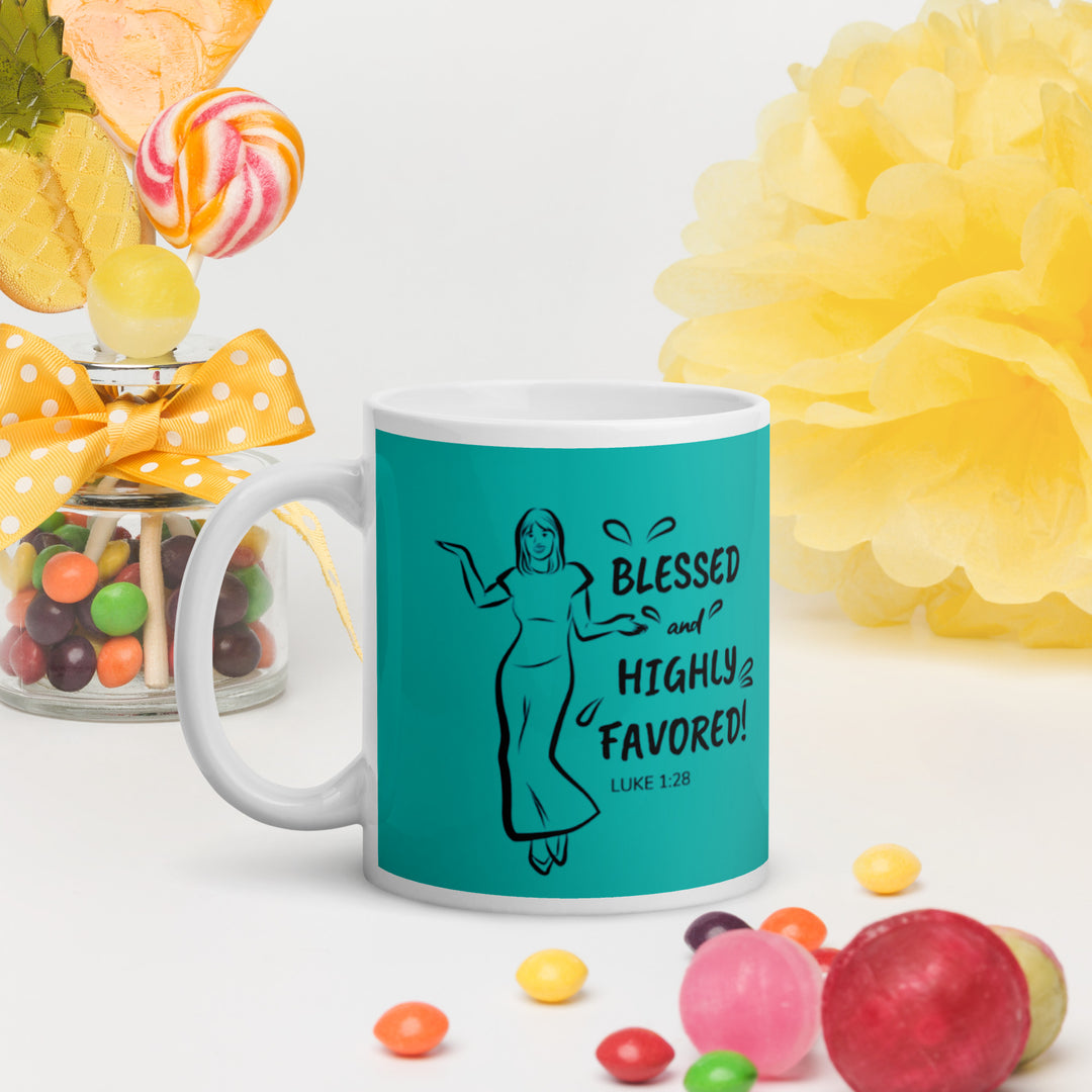 F&H Christian Blessed & Highly Favored Glossy Mug - Faith and Happiness Store