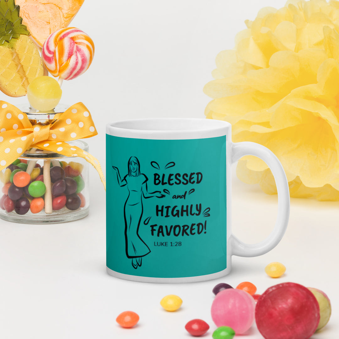 F&H Christian Blessed & Highly Favored Glossy Mug - Faith and Happiness Store