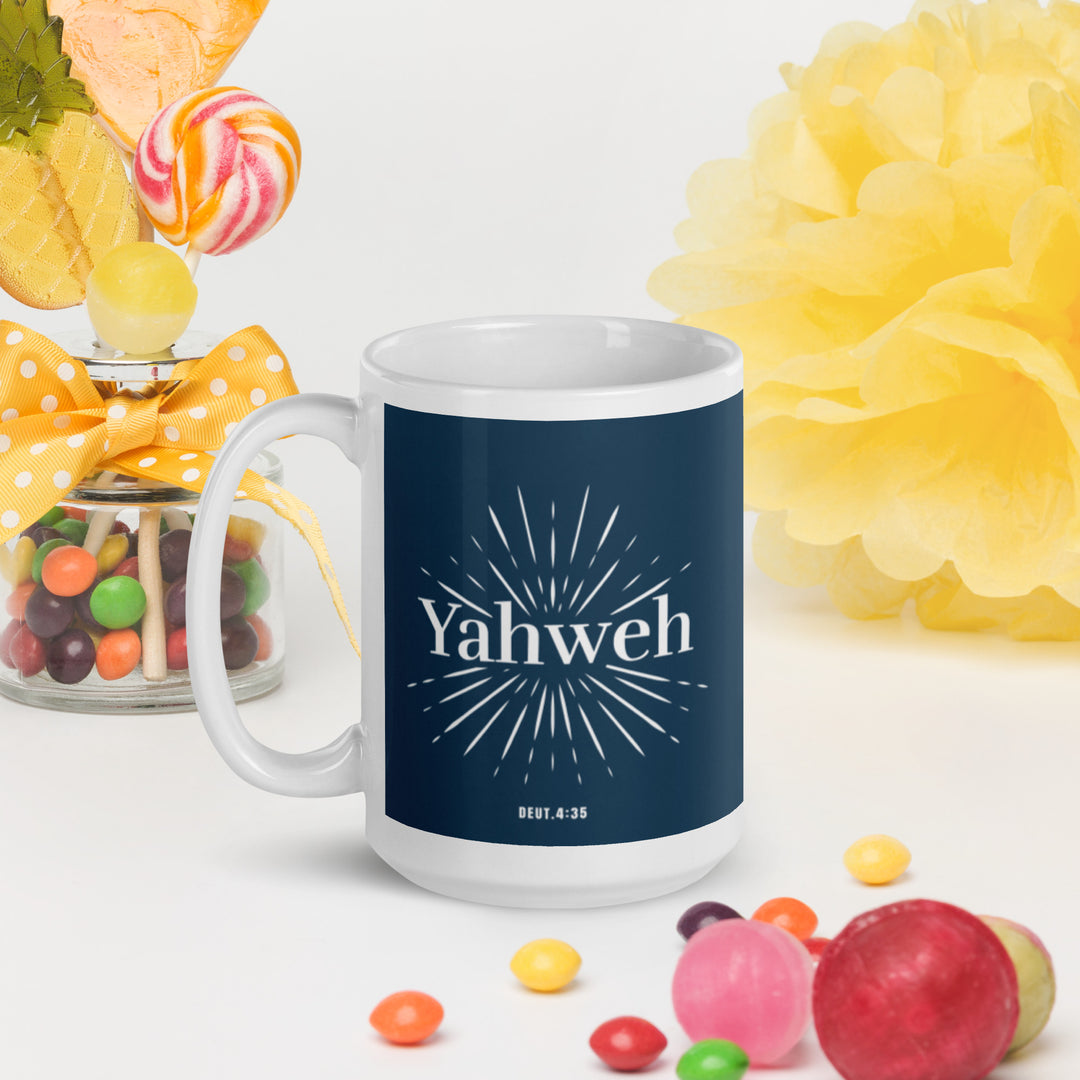 F&H Christian Yahweh White glossy mug - Faith and Happiness Store