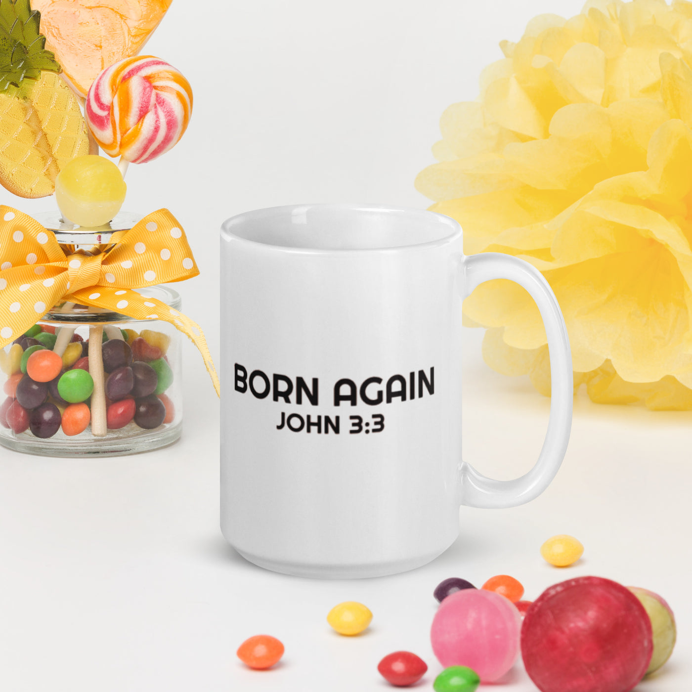 F&H Christian Born Again White glossy mug - Faith and Happiness Store