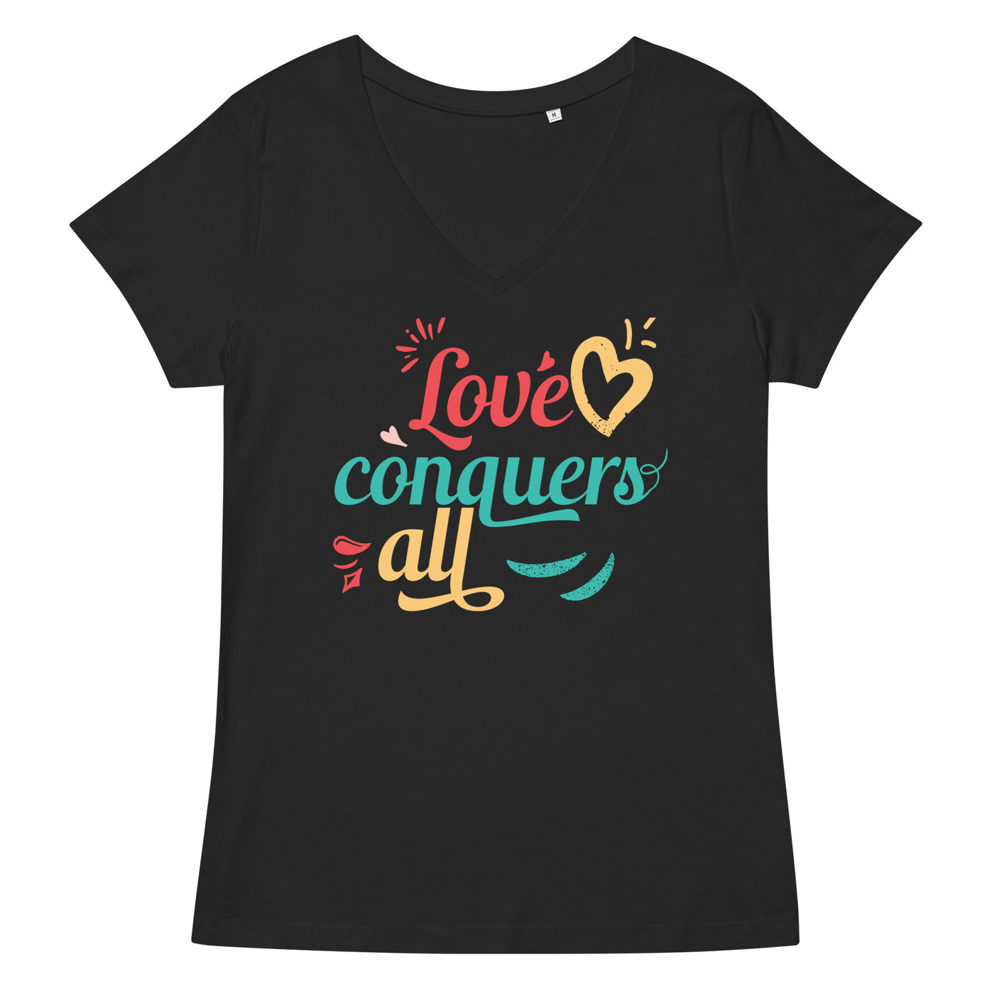 F&H Christian Love Conquers All Women’s fitted v-neck t-shirt