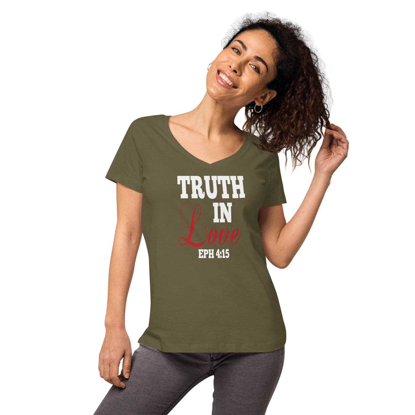 F&H Christian Truth in Love Womens fitted V-neck t-shirt