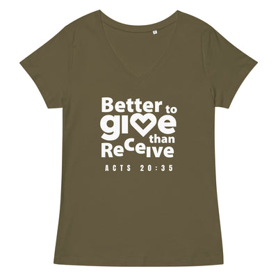 F&H Christian Better To Give than Receive Women’s fitted v-neck t-shirt