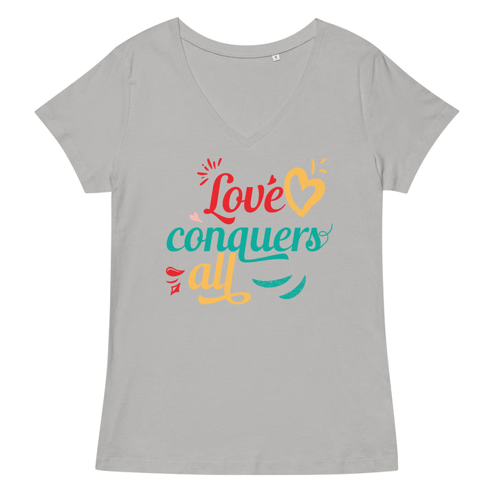 F&H Christian Love Conquers All Women’s fitted v-neck t-shirt