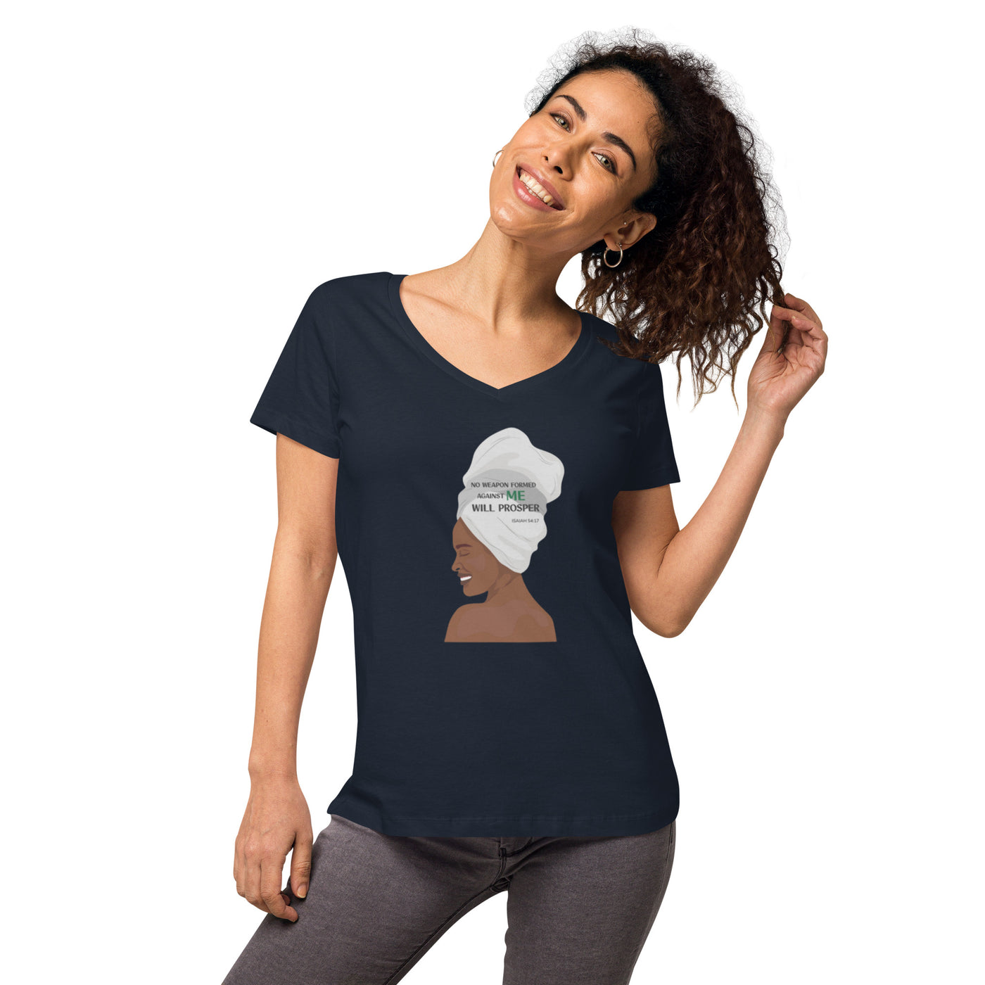 F&H Christian No weapon formed Women’s fitted v-neck t-shirt