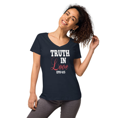 F&H Christian Truth in Love Womens fitted V-neck t-shirt