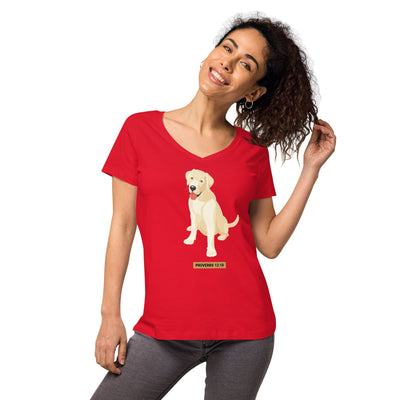 F&H Christian Retriever Women’s fitted v-neck t-shirt