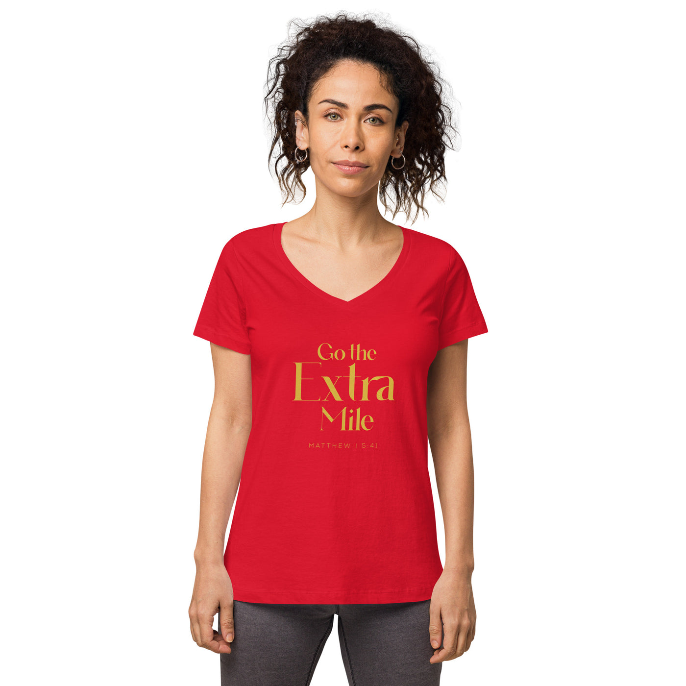 F&H Christian Go the Extra Mile Womens fitted V-neck t-shirt
