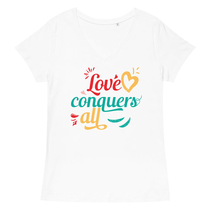 F&H Christian Love Conquers All Women’s fitted v-neck t-shirt