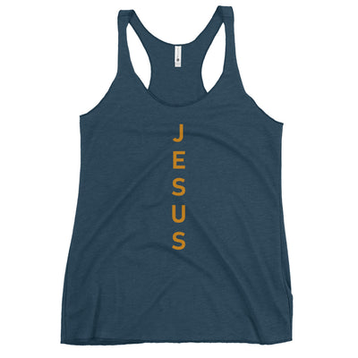 F&H Christian Jesus Vertical Women's Racerback Tank Top - Faith and Happiness Store