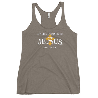 F&H Christian My Life Belong to Jesus Razor Back Tank Top - Faith and Happiness Store