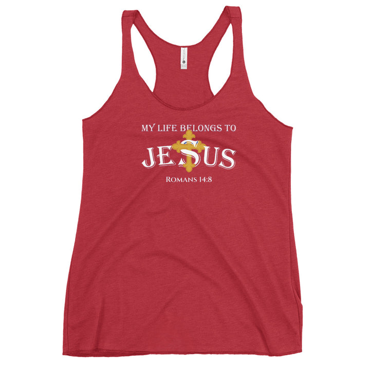 F&H Christian My Life Belong to Jesus Razor Back Tank Top - Faith and Happiness Store