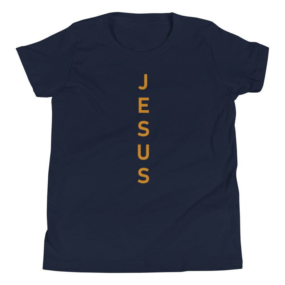 F&H Christian Jesus Vertical Male Youth Short Sleeve T-Shirt - Faith and Happiness Store