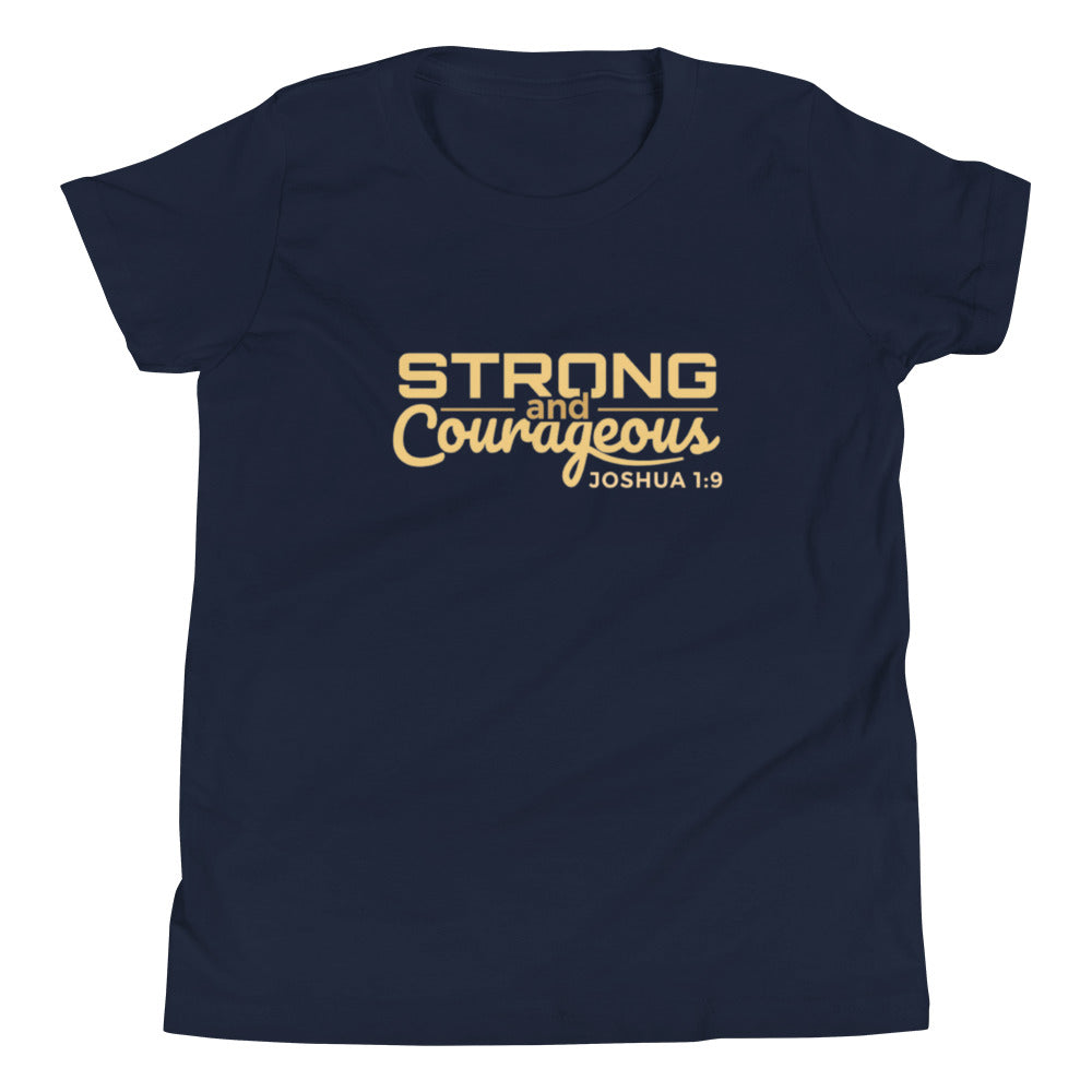 F&H Christian Strong and Courageous Male Youth Short Sleeve T-Shirt - Faith and Happiness Store