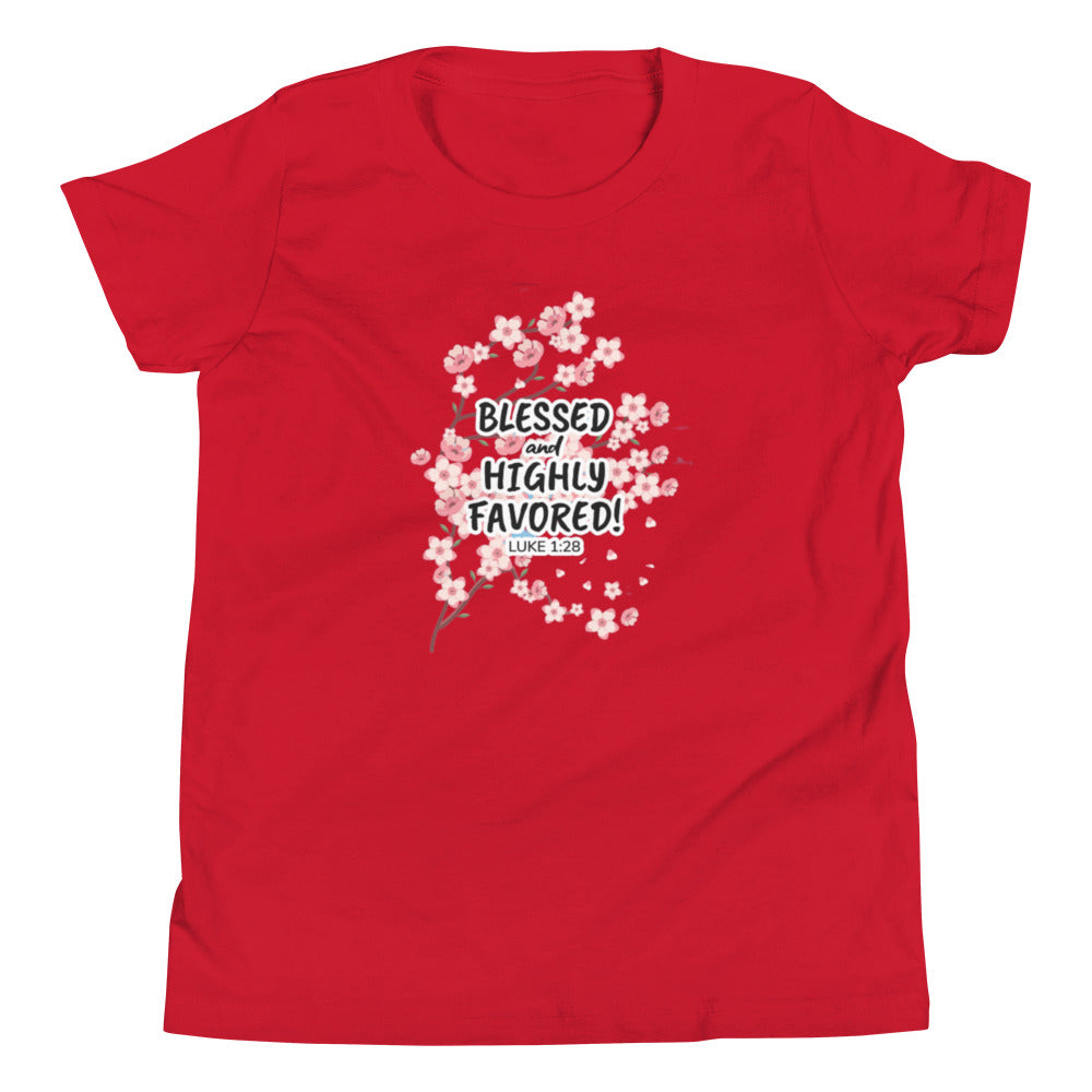 F&H Christian Blessed and Highly Favored Girl's Short Sleeve T-Shirt - Faith and Happiness Store