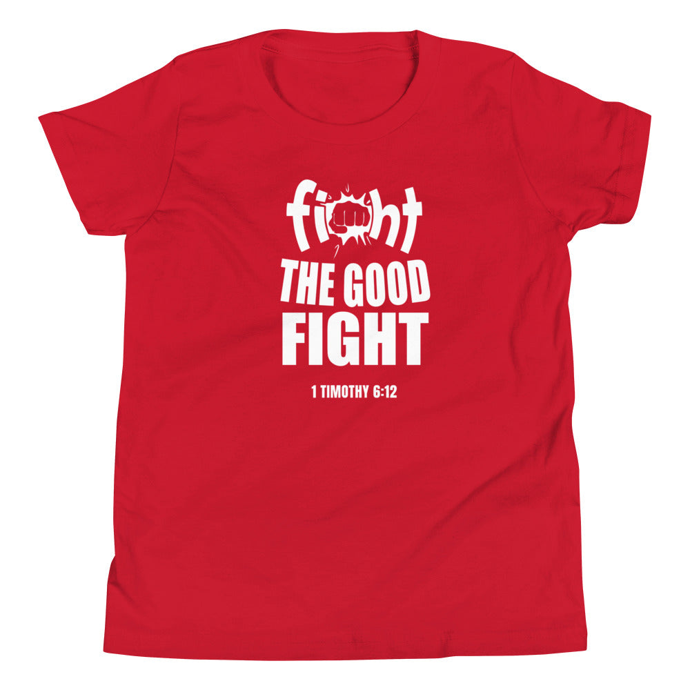 F&H Christian Fight the Good Fight 1Timothy 6:12 Boys Youth Short Sleeve T-Shirt