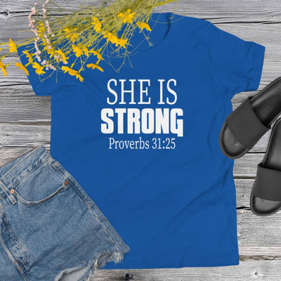 F&H Christian She is Strong Youth Short Sleeve T-Shirt