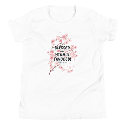 F&H Christian Blessed and Highly Favored Girl's Short Sleeve T-Shirt - Faith and Happiness Store