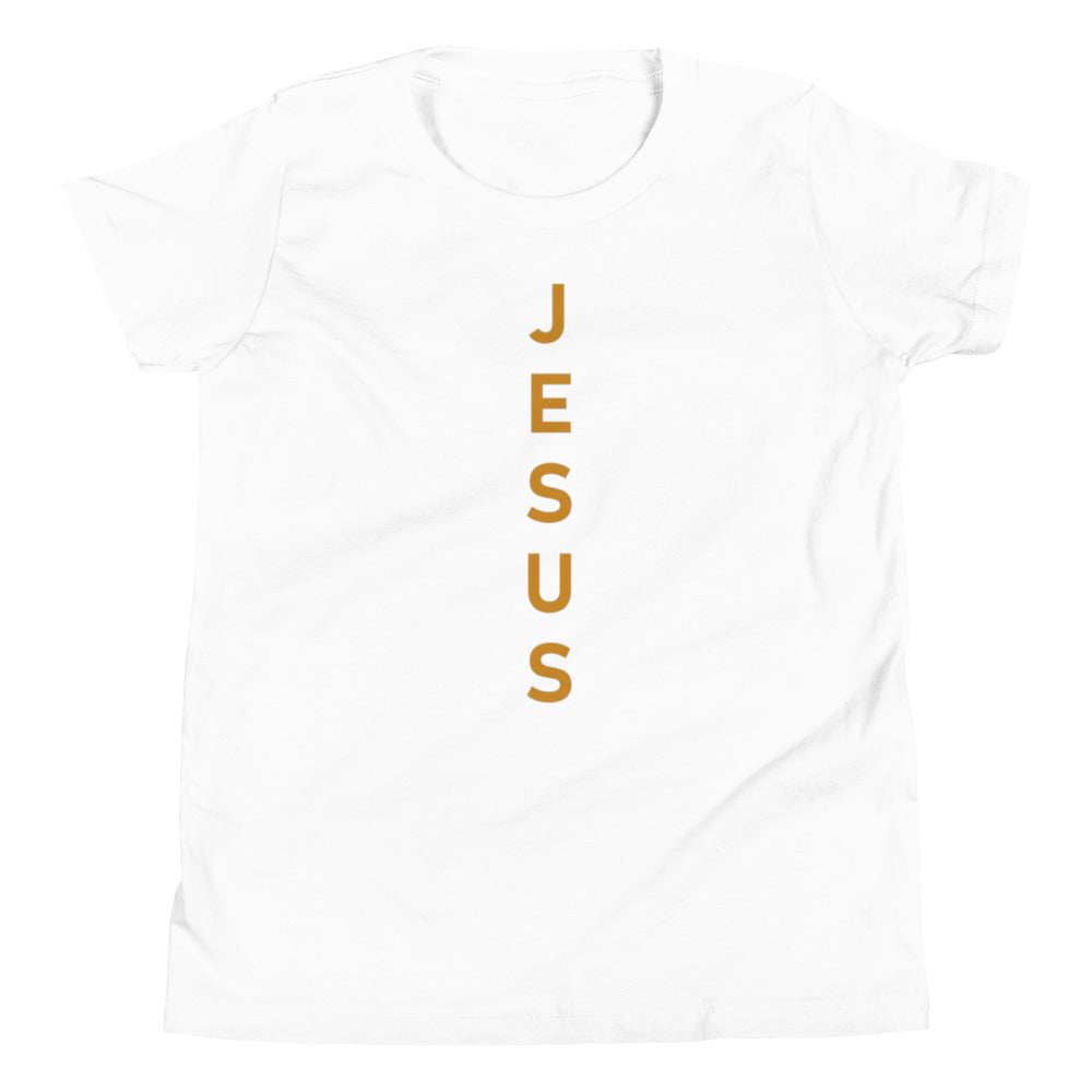 F&H Christian Jesus Vertical Male Youth Short Sleeve T-Shirt - Faith and Happiness Store