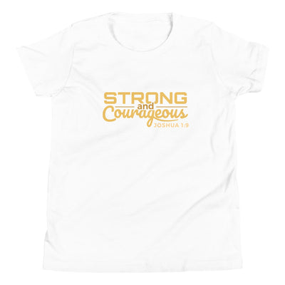 F&H Christian Strong and Courageous Male Youth Short Sleeve T-Shirt - Faith and Happiness Store