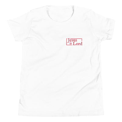 F&H Christian Jesus is Lord Left Chest Area Youth Short Sleeve T-Shirt - Faith and Happiness Store